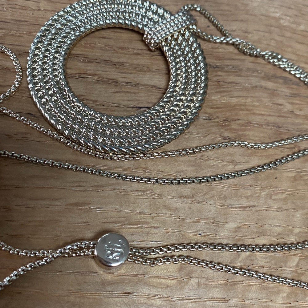 Lauren Ralph Lauren Gold-Tone Rope Multi-Row Open Circle 36” Pendant Necklace - Picture 13 of 16